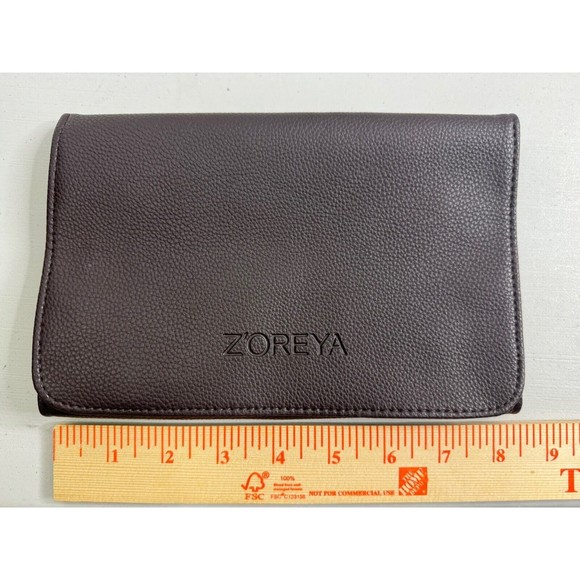 ZOREYA Z'OREYA Makeup Brush Bag Carrier for Cosmetics Brown with Snaps Pocket - Picture 2 of 9